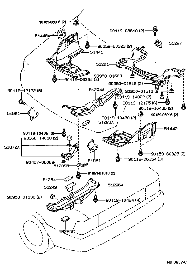 51206-12030 MEMBER SUB-ASSY, REAR SUSPENSION product image