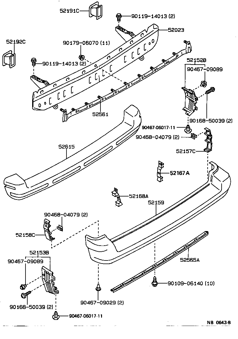 52159-13050 COVER, REAR BUMPER product image