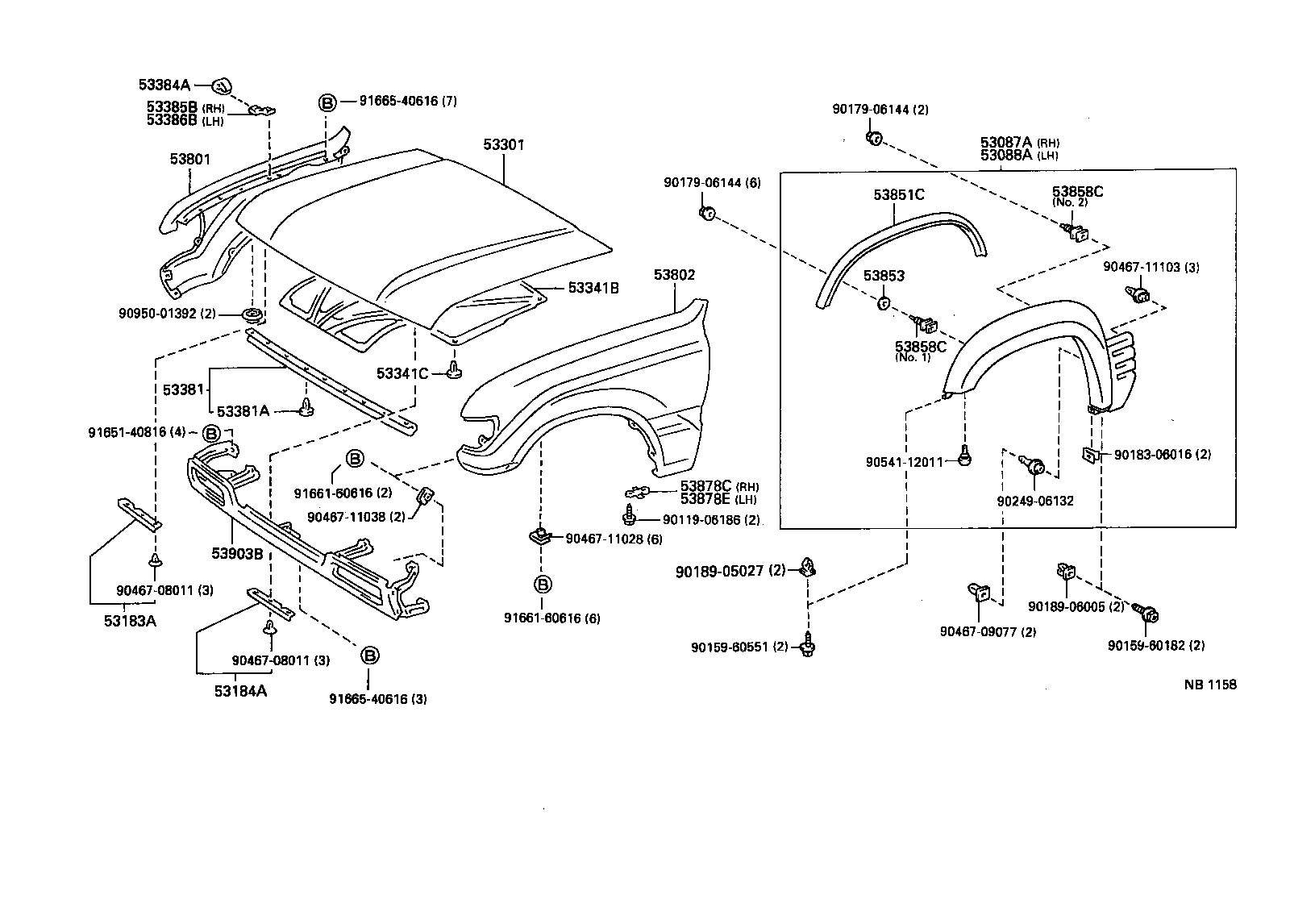 53802-60811 FENDER SUB-ASSY, FRONT LH product image