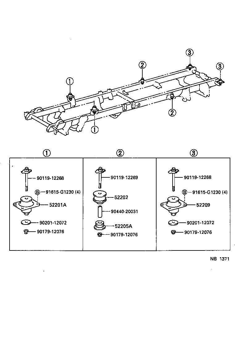 52205-65010 CUSHION SUB-ASSY, BODY MOUNTING, LOWER product image