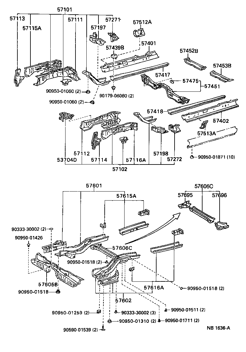 57102-05021 MEMBER SUB-ASSY, FRONT SIDE, LH product image