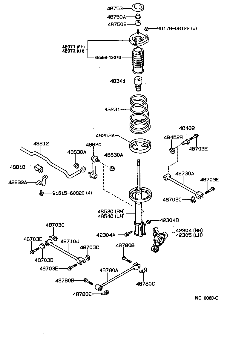 48071-12060 SUPPORT SUB-ASSY, REAR SUSPENSION, RH product image