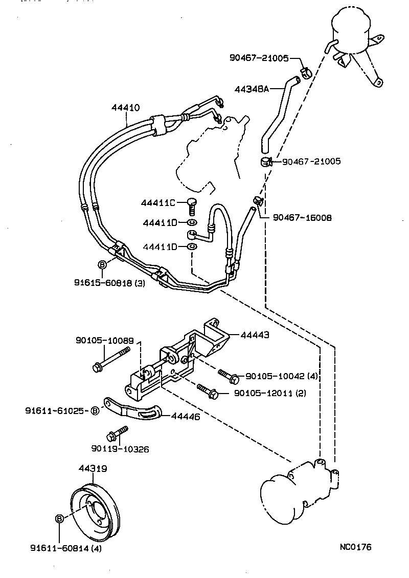 44348-30080 HOSE, OIL RESERVOIR TO PUMP, NO.1 product image