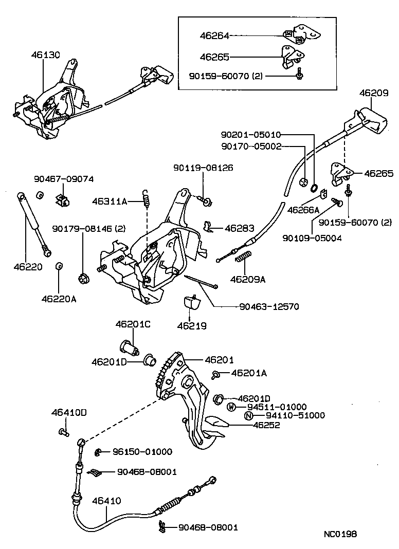 46104-30110 HANDLE SUB-ASSY, PARKING BRAKE CONTROL product image