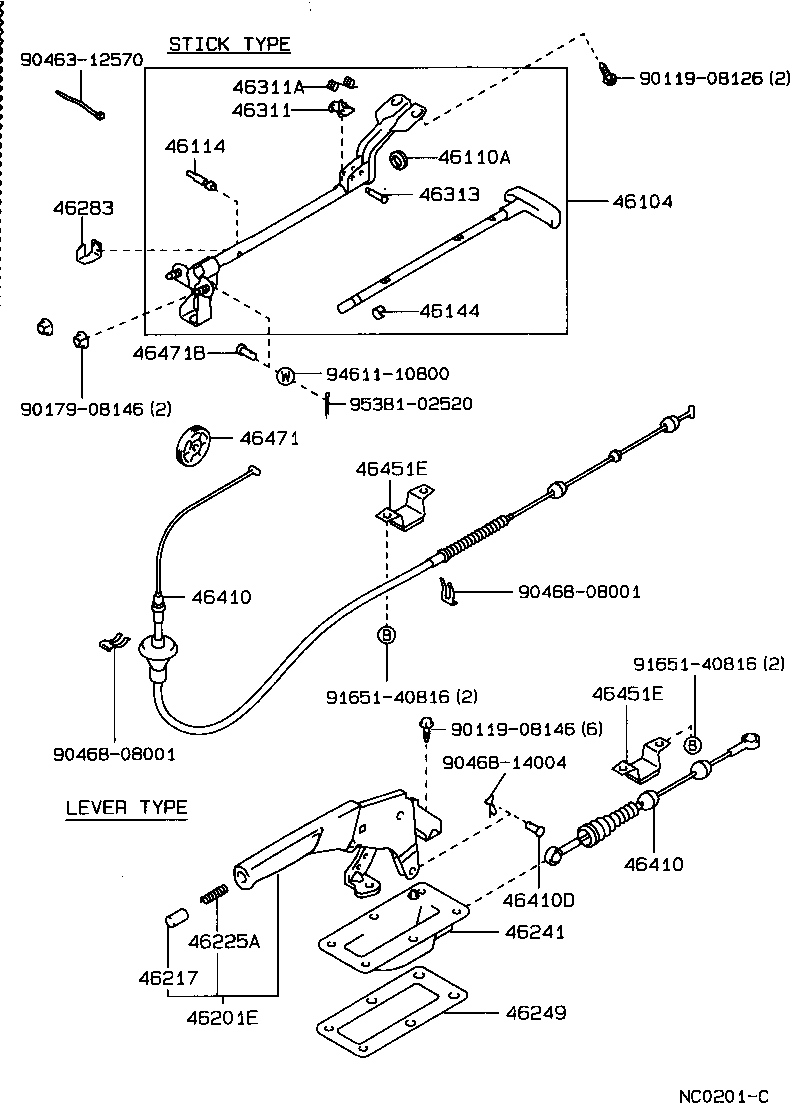 46104-30110 HANDLE SUB-ASSY, PARKING BRAKE CONTROL product image
