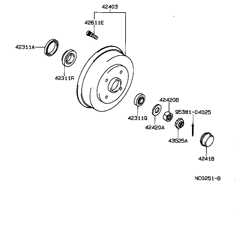 42403-20040 DRUM SUB-ASSY, REAR BRAKE product image