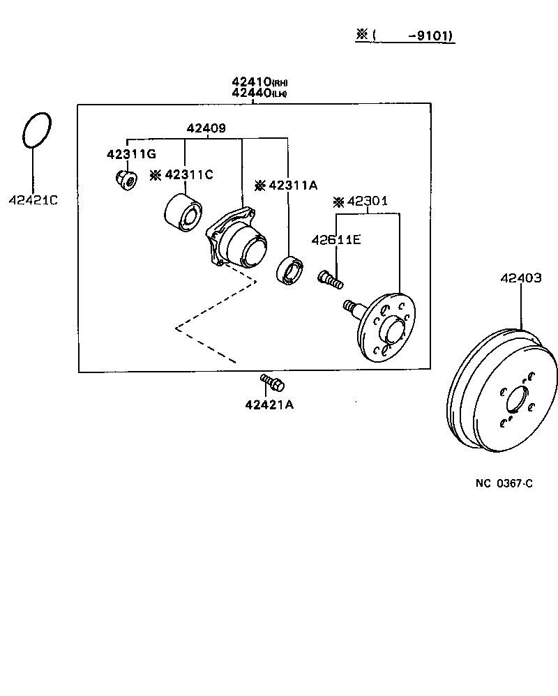 42409-19015 BEARING SUB-ASSY, REAR AXLE product image