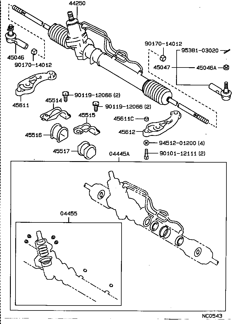04445-22101 GASKET KIT, POWER STEERING GEAR(FOR RACK & PINION) product image
