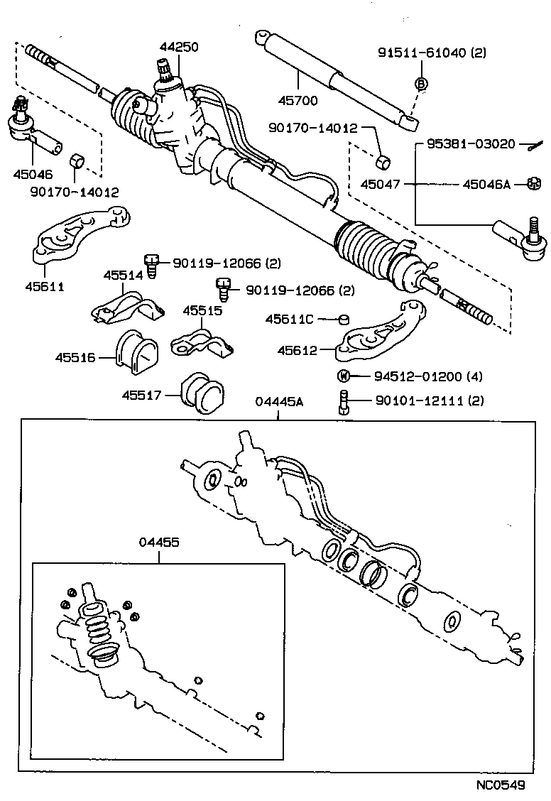 04445-22101 GASKET KIT, POWER STEERING GEAR(FOR RACK & PINION) product image