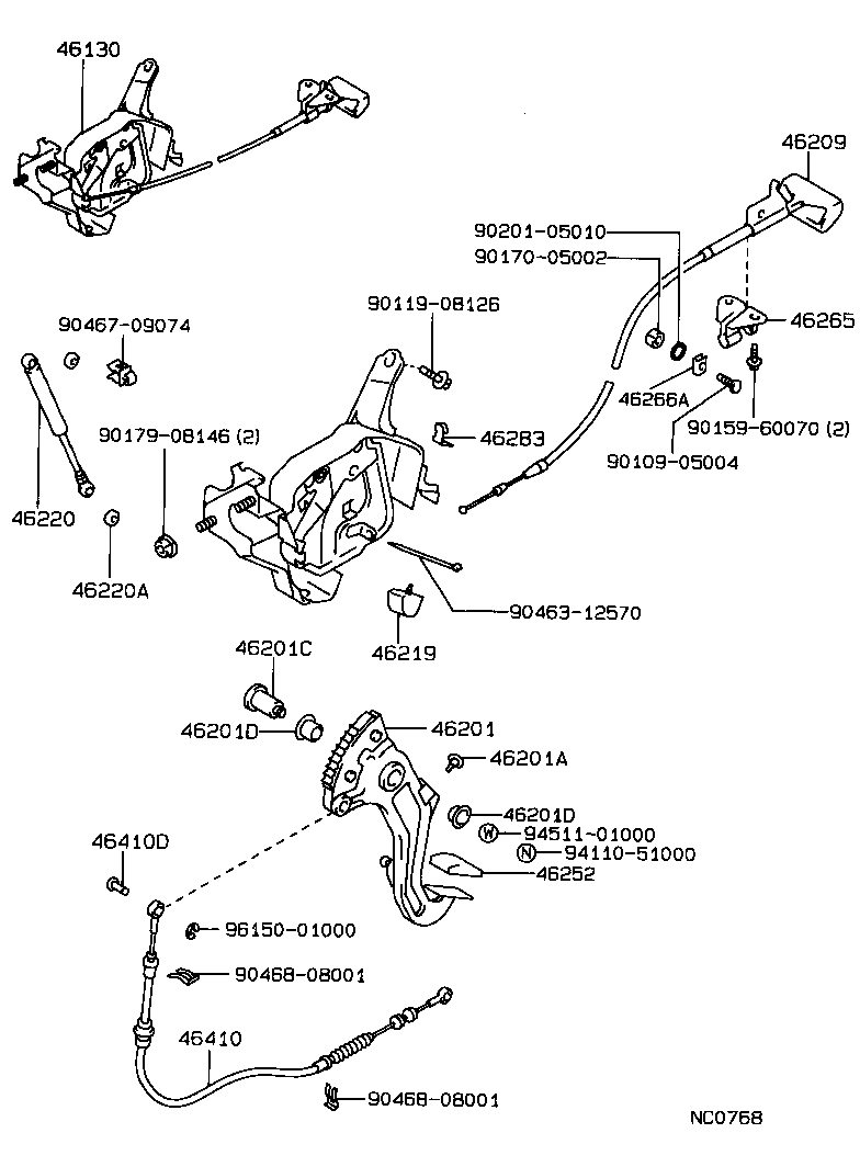 46104-30110 HANDLE SUB-ASSY, PARKING BRAKE CONTROL product image
