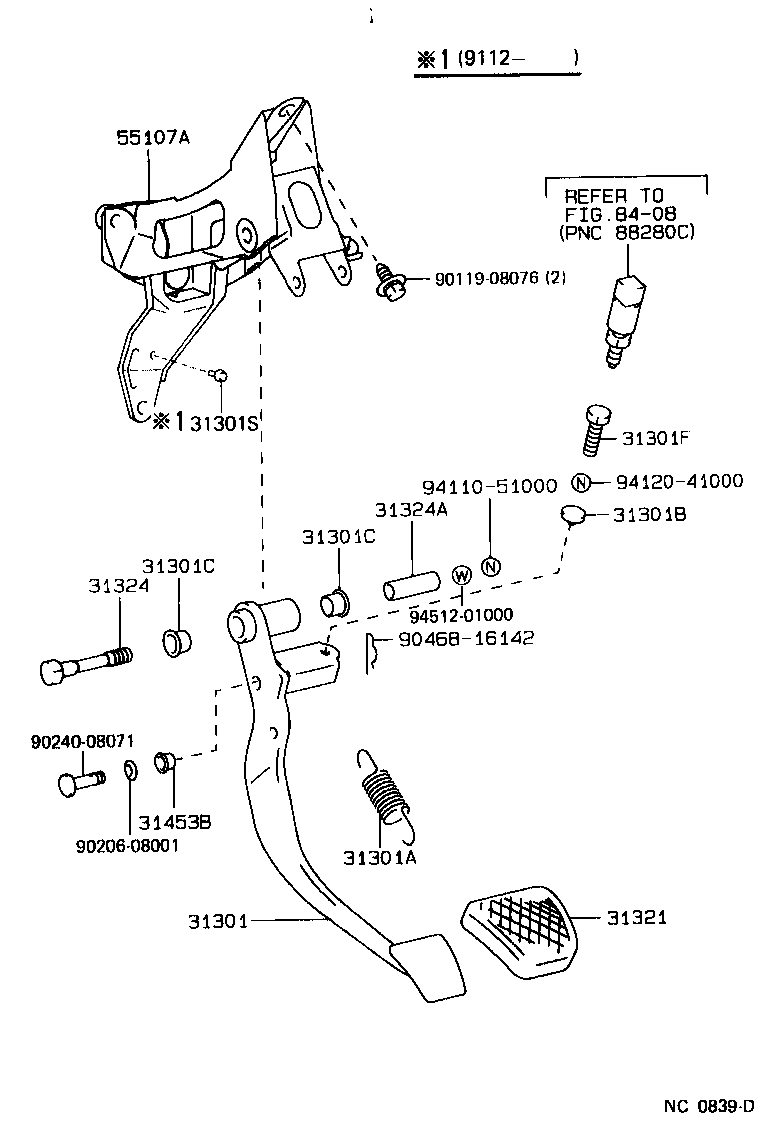 31301-17070 PEDAL SUB-ASSY, CLUTCH product image
