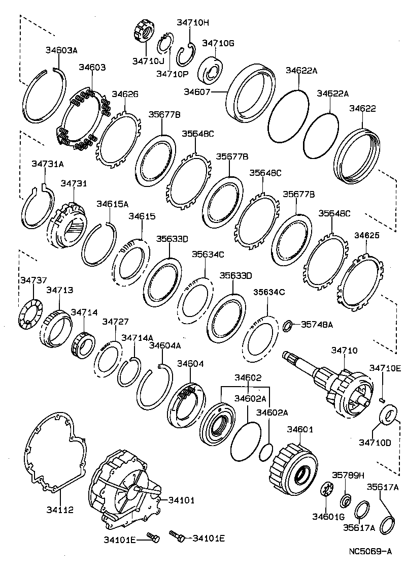 34604-32010 SPRING SUB-ASSY, OVERDRIVE CLUTCH RETURN product image