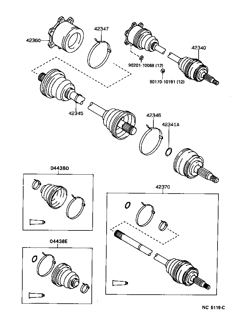42360-22030 JOINT ASSY, REAR DRIVE SHAFT INBOARD product image