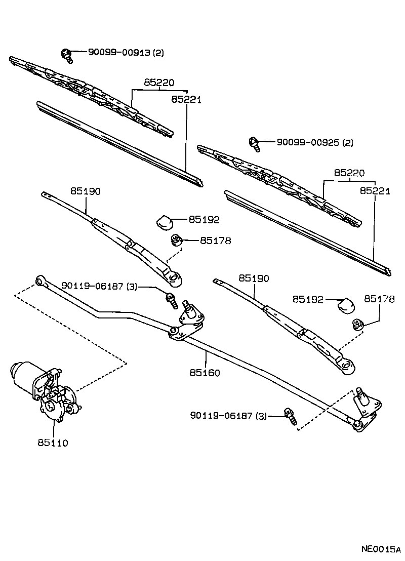 85160-12461 LINK ASSY, WINDSHIELD WIPER product image