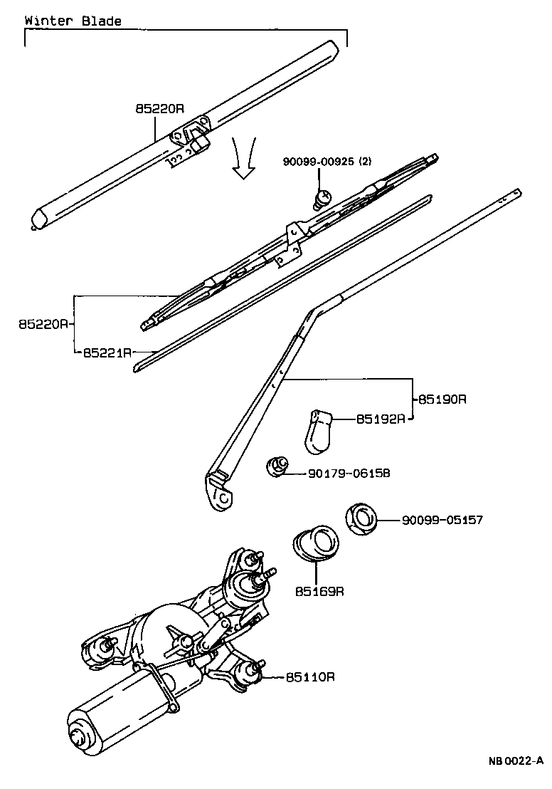 85291-22010 BLADE ASSY, REAR WIPER product image