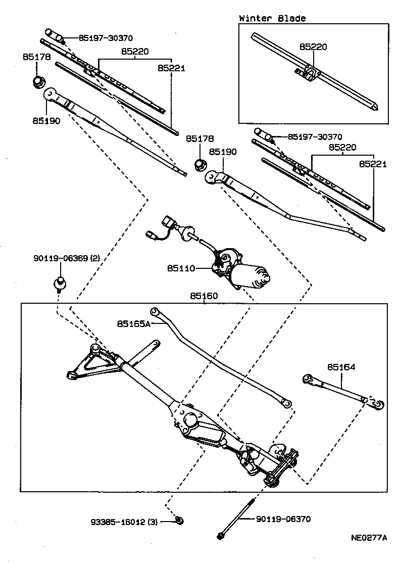 85190-30450 ARM ASSY, WINDSHIELD WIPER product image