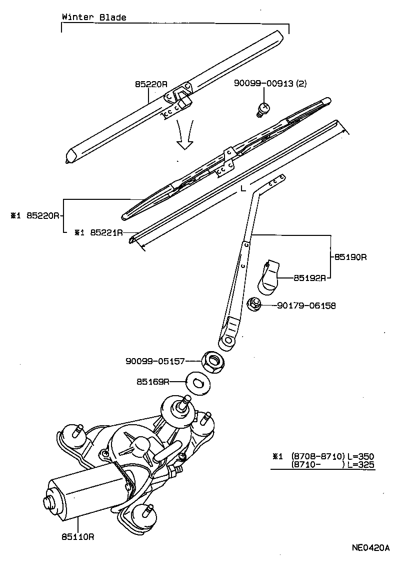 85291-13010 BLADE ASSY, REAR WIPER product image