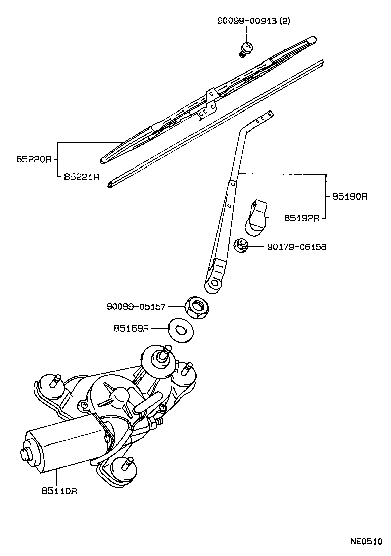 85192-12870 COVER, REAR WIPER ARM product image