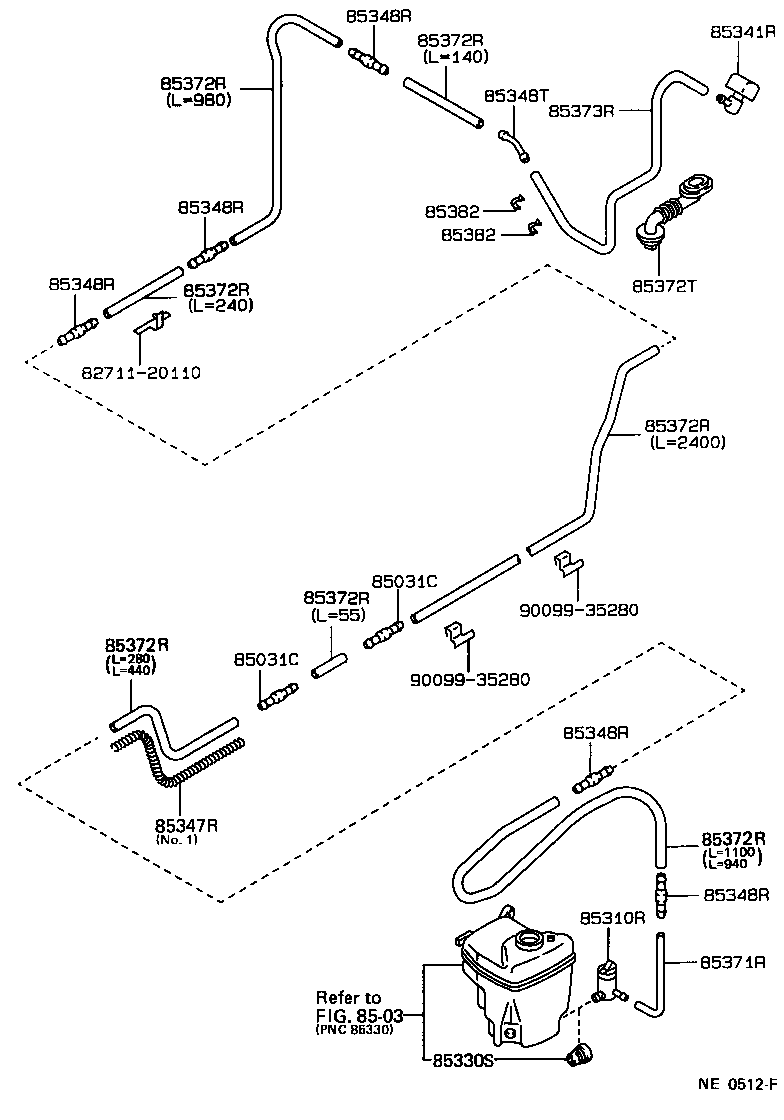 90099-33185 HOSE, REAR WASHER (FROM JOINT TO JOINT OR NOZZLE) product image