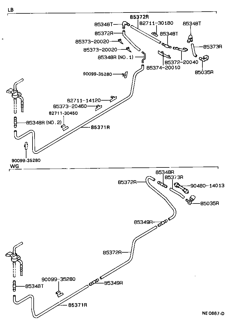 90099-33629 HOSE, REAR WASHER (FROM JOINT TO JOINT OR NOZZLE) product image