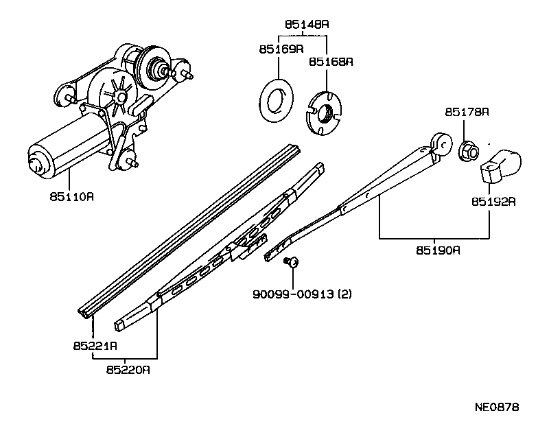 85192-12850 COVER, REAR WIPER ARM product image