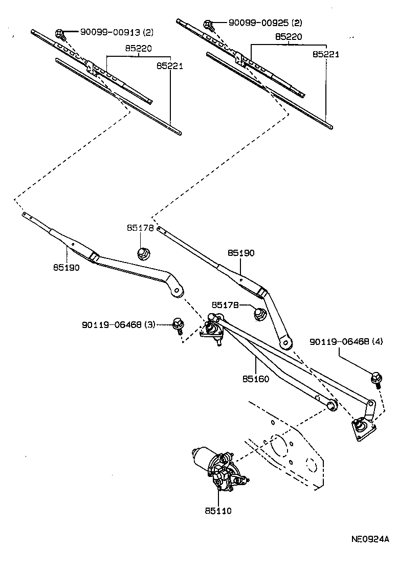85160-22460 LINK ASSY, WINDSHIELD WIPER product image