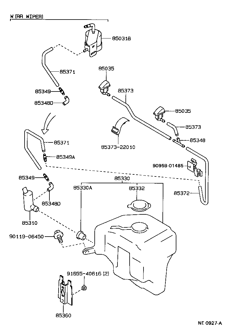 85310-22150 MOTOR AND PUMP ASSY, WINDSHIELD WASHER product image