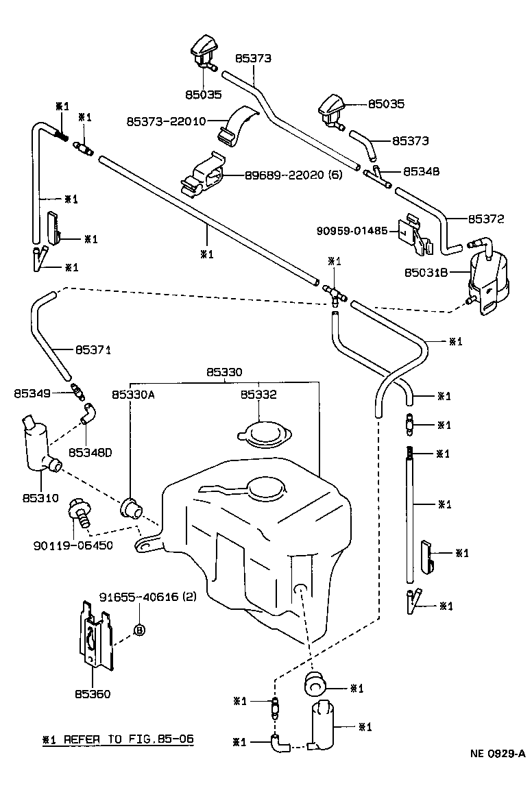 85310-22150 MOTOR AND PUMP ASSY, WINDSHIELD WASHER product image