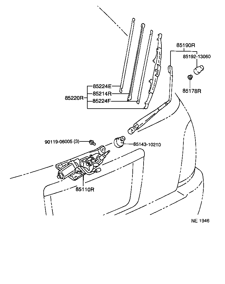 85130-10340 MOTOR ASSY, REAR WIPER product image